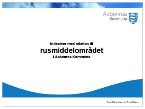 Indsatser med relation til rusmiddelomrdet i Aabenraa Kommune