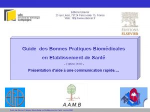 Guide des Bonnes Pratiques Biomdicales titre Editions Elsevier