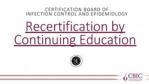 Certification board of infection control and epidemiology