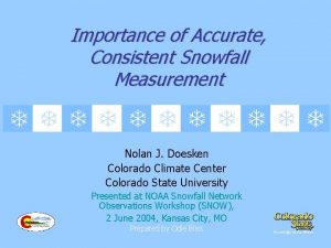 Importance of Accurate Consistent Snowfall Measurement Nolan J