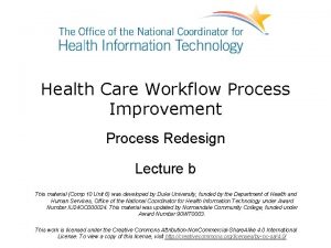 Health Care Workflow Process Improvement Process Redesign Lecture