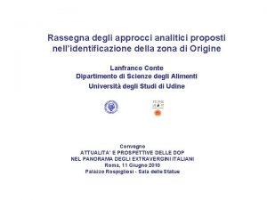 Rassegna degli approcci analitici proposti nellidentificazione della zona