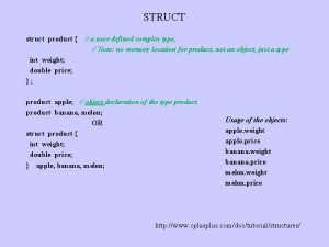 STRUCT struct product a user defined complex type