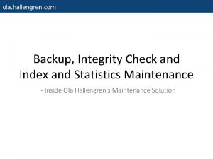 Backup integrity check