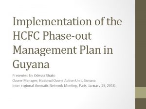 Implementation of the HCFC Phaseout Management Plan in