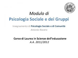 Psicologia sociale univr Psicologia sociale univr