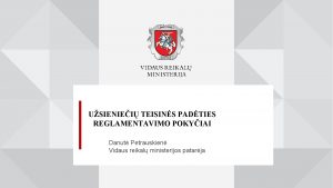 USIENIEI TEISINS PADTIES REGLAMENTAVIMO POKYIAI Danut Petrauskien Vidaus