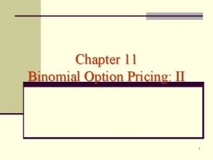 Chapter 11 Binomial Option Pricing II 1 Understanding