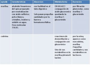 opiode Caracteristicas Absorcion morfina alcaloide fenantreno del opio