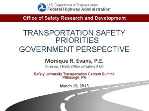 U S Department of Transportation Federal Highway Administration