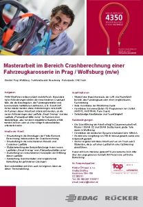 Masterarbeit im Bereich Crashberechnung einer Fahrzeugkarosserie in Prag