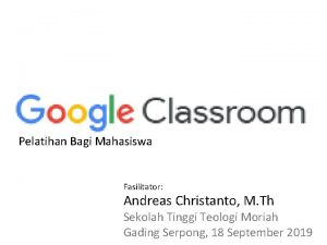 Pelatihan Bagi Mahasiswa Fasilitator Andreas Christanto M Th