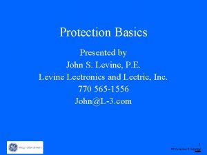 Protection Basics Presented by John S Levine P