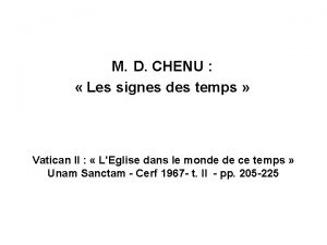 M D CHENU Les signes des temps Vatican