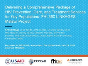 Delivering a Comprehensive Package of HIV Prevention Care