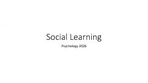 Social Learning Psychology 3926 Introduction Black rats in