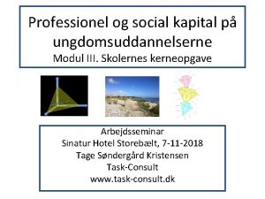 Professionel og social kapital p ungdomsuddannelserne Modul III