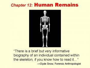 Chapter 12 Human Remains There is a brief