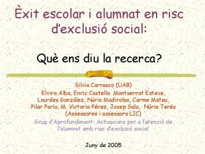 xit escolar i alumnat en risc dexclusi social