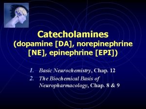 Catecholamines dopamine DA norepinephrine NE epinephrine EPI 1