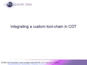 Integrating a custom toolchain in CDT 2008 Intel