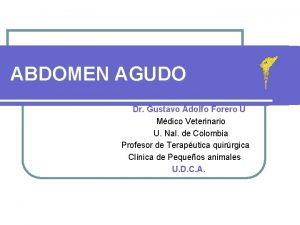 ABDOMEN AGUDO Dr Gustavo Adolfo Forero U Mdico