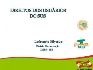Defesa dos direitos dos usuários pnh Defesa dos direitos dos usuários pnh