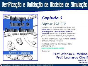 Verificao e Validao de Modelos de Simulao Captulo