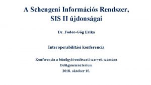 A Schengeni Informcis Rendszer SIS II jdonsgai Dr