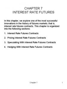 Interest rate futures