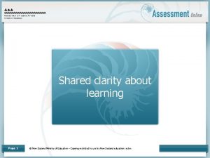 Shared clarity about learning intentions