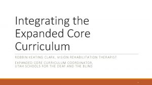 Integrating the Expanded Core Curriculum ROBBIN KEATING CLARK