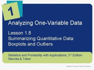 1 Analyzing OneVariable Data Lesson 1 8 Summarizing