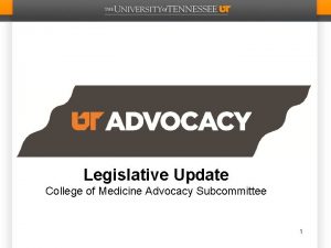 Legislative Update College of Medicine Advocacy Subcommittee 1