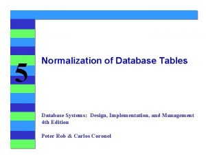 5 Normalization of Database Tables Database Systems Design