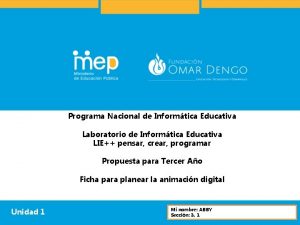 Programa Nacional de Informtica Educativa Laboratorio de Informtica