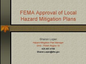 FEMA Approval of Local Hazard Mitigation Plans Sharon
