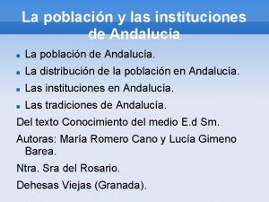 La poblacin y las instituciones de Andaluca La