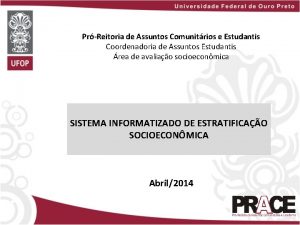 PrReitoria de Assuntos Comunitrios e Estudantis Coordenadoria de