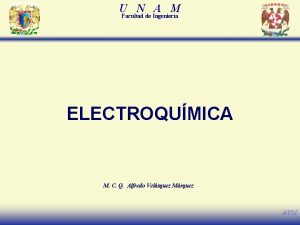 U N A M Facultad de Ingeniera ELECTROQUMICA