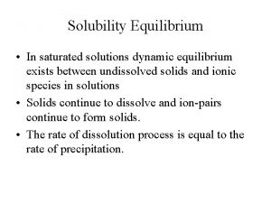 Solubility equilibrium definition