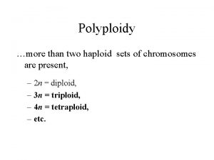 Polyploidy more than two haploid sets of chromosomes