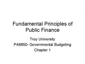 Fundamental principles of public finance