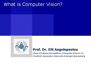 What is Computer Vision Prof Dr Elli Angelopoulou