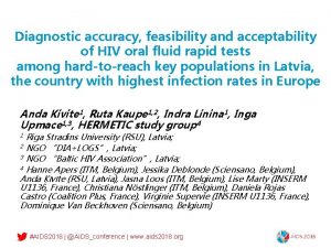 Diagnostic accuracy feasibility and acceptability of HIV oral