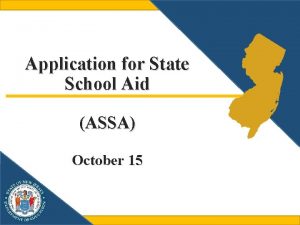 Application for State School Aid ASSA October 15