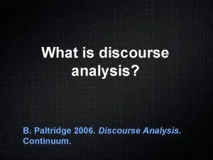 Paltridge discourse analysis