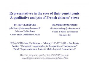 Representatives in the eyes of their constituents A