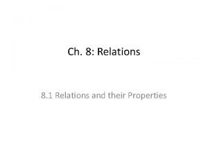 Ch 8 Relations 8 1 Relations and their