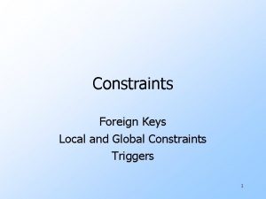 Constraints Foreign Keys Local and Global Constraints Triggers